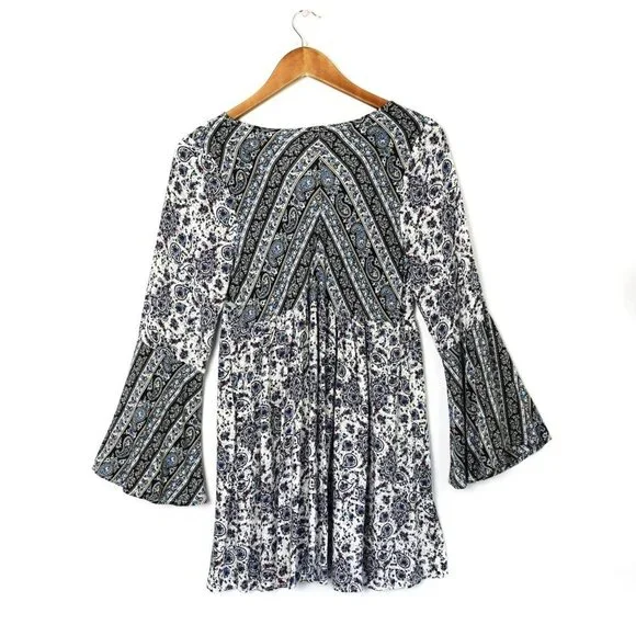 Umgee Floral Paisley Flare Sleeve Boho Tunic Small - Picture 2 of 15